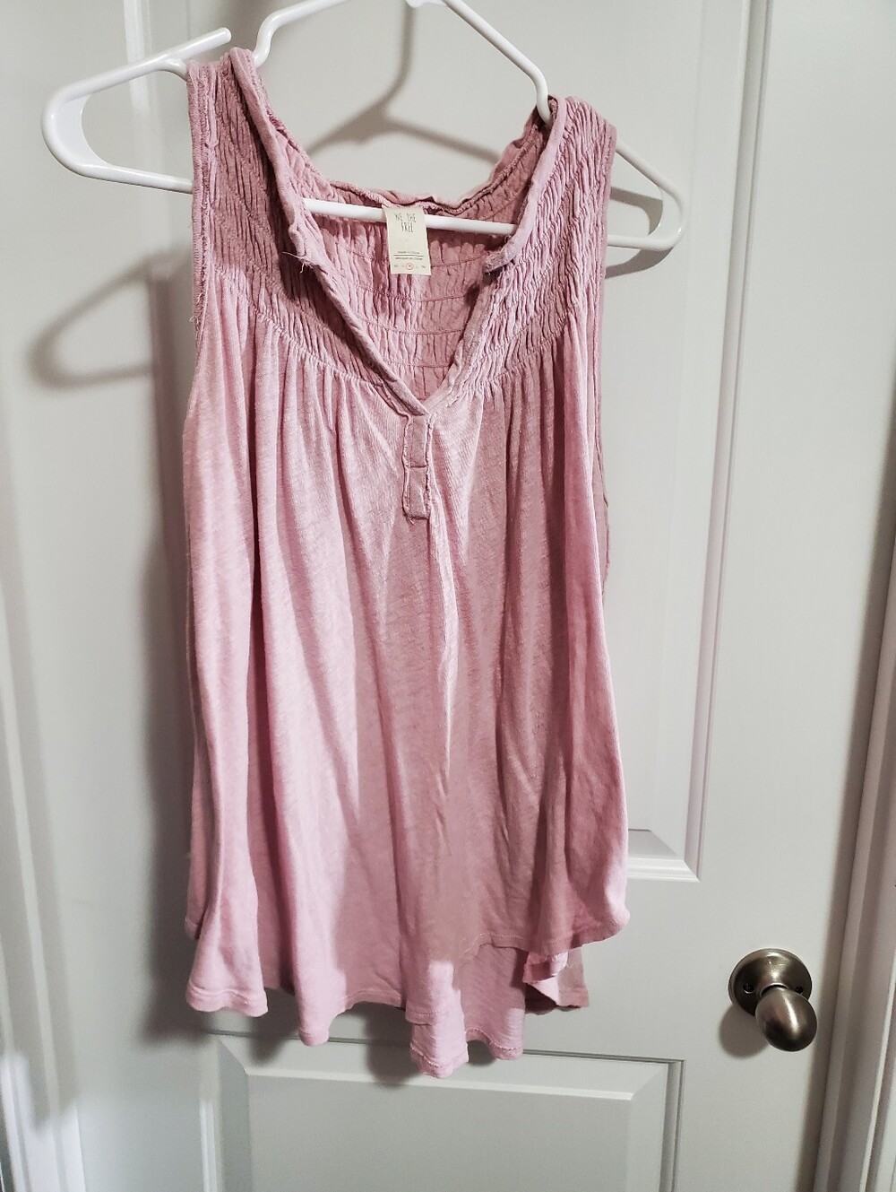 We The Free Blush Pink Smocked Neck Tank
